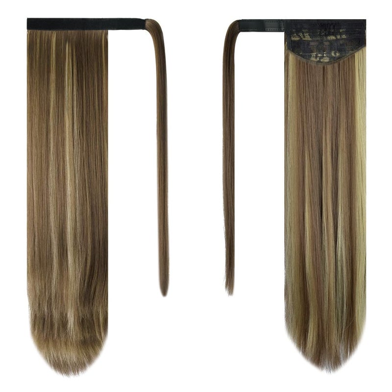 BARSDAR Highlight Straight Wrap Ponytail Extension - 26 Inch Long Straight Wrap Around Ponytails for Women, Clip in Ponytail Extensions Synthetic Highlight Pony Tails Hairpieces Daily - Image 2